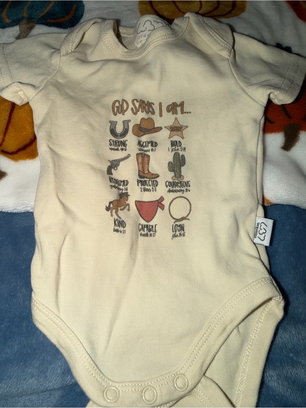Kids Cream Western Graphic One-Piece Bodysuit